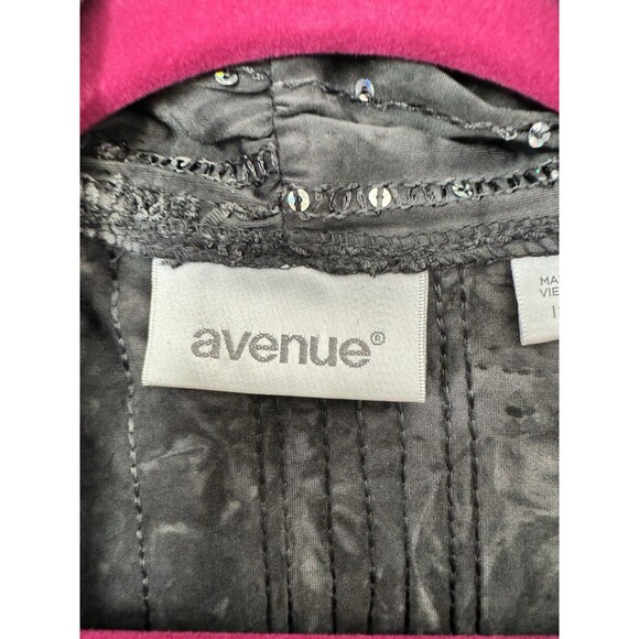 Avenue Women's Black Sequin Open Front Cardigan Blouse Duster Slinky 18/20 - Picture 5 of 11